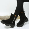Warme dames enkellaarzen - winterlaarzen met pluche voering, ritssluiting en antislip zool - Bakkermode.nl