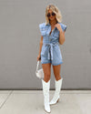 Dames denim dungaree playsuit - casual weekendoutfit in relaxte fit