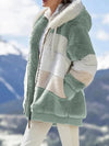 Oversized sherpa jas voor dames – gestreepte winterjas met ritssluiting - Bakkermode.nl