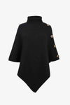 Dames poncho trui - stijlvolle brei met hoge kraag