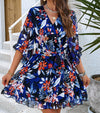 Dames casual zomer v-hals jurk met bloemenprint en volants - luchtige outfit voor tuinfestivals