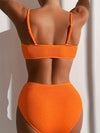 2-delig bikini set - levendig oranje-rood dames high-waisted zwemkleding