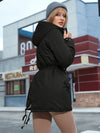Capuchon winterjas voor dames - jas met taillekoord - Bakkermode.nl