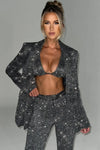 3-delige glitterset - chique damesblazer, top en broek