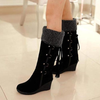 Kniehoog wedge laarzen - gezellige winterfootwear voor dames - Bakkermode.nl