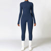 Warm zipper lange mouwen jumpsuit - yoga fitness sportbroek ademend dames bodysuit - Bakkermode.nl