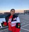 Vrouwen regenjas vintage racerjack met ferrari patches - trendy casual buitenjack voor dagelijks gebruik