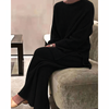 2-delige damestrui set - geribbelde loungewear outfit voor thuis en vrije tijd