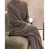 2-delige damestrui set - geribbelde loungewear outfit voor thuis en vrije tijd