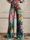 Bloemen brede broek - levendig gedrukte jeans voor dames