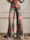 Bloemen brede broek - levendig gedrukte jeans voor dames