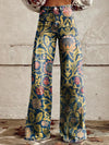 Brede been bloemenbroek - elegante denim onderstukken voor vrouwen