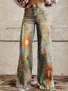Bloemen brede broek - levendig gedrukte jeans voor dames