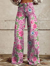 Bloemen brede broek - levendig gedrukte jeans voor dames