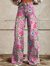 Brede been bloemenbroek - elegante denim onderstukken voor vrouwen