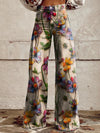 Bloemen brede broek - levendig gedrukte jeans voor dames