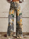 Bloemen brede broek - levendig gedrukte jeans voor dames