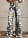 Bloemen brede broek - levendig gedrukte jeans voor dames