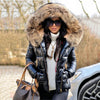 Dames winter pufferjack - stijlvolle met dons gevulde jas met fauxbont capuchon - Bakkermode.nl