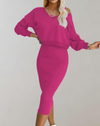2-delige gebreide set - V-hals top en midi-rok voor dames - Bakkermode.nl