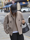 Oversized button-down jas dames - korte beige jas met moderne pasvorm - Bakkermode.nl