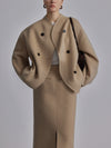 Oversized button-down jas dames - korte beige jas met moderne pasvorm - Bakkermode.nl