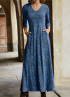 Dames lange mouw maxi jurk - elegante bloemenprint voor elke gelegenheid