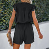 Zwarte dames jumpsuit - relaxte korte mouwen outfit