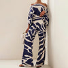 2-delige satijnen set - elegante off-shoulder top en wijde pantalon