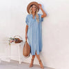 Casual denim jurk - trendy blauwe dames tuniek voor de zomer