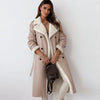Lange trenchcoat - warme damesjas met shearlingaccent - Bakkermode.nl
