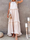Dames maxi jurk met elegante ruches en luchtige stof - stijlvolle casual zomerjurk voor uitjes