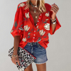 Bloemen blouse met knopen - elegante dames top voor casual gelegenheid