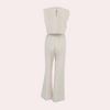 2-delige linnen dames set - stijlvolle crop top en wijde broek