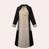 Elegante lange zwarte trenchcoat voor dames
