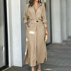 Dames overhemdjurk chic zomer maxi - lange mouwen, lichtgewicht stof voor casual uitjes