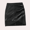 Dames leren mini rok met chique ruches - veelzijdige faux leren rok voor casual outfits