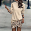 Trui jurk - stijlvolle lange mouw dames jurk met abstracte print