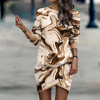 Trui jurk - stijlvolle lange mouw dames jurk met abstracte print