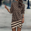 Trui jurk - stijlvolle lange mouw dames jurk met abstracte print