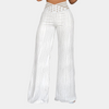 Vrouwenbroek elegante hoge taille witte gestructureerde wijde pijpen - zomerse casual outfit