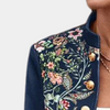 Blauwe bloemen geborduurde blazer - elegante damesjasje