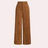 Dames brede pijpenbroek hoge taille bruin casual stijl - herfstbroeken voor elke dag