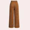 Dames brede pijpenbroek hoge taille bruin casual stijl - herfstbroeken voor elke dag