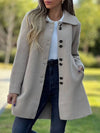 Dames wollenblend jas - verfijnde lange knopen outerwear
