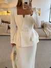 2-delige tailored suit set - verfijnde ladies blazer en rok ensemble