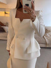 2-delige tailored suit set - verfijnde ladies blazer en rok ensemble