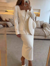 2-delige tailored suit set - verfijnde ladies blazer en rok ensemble