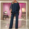 2-delige chiffon set - verfijnde dames top en jumpsuit - Bakkermode.nl