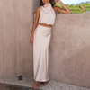 2-delige satijnen set - trendy maxi rok en top voor dames